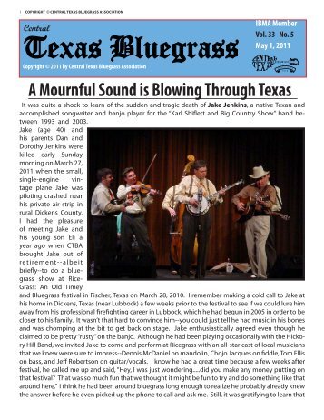 Volume 33, No. 5 - Central Texas Bluegrass Association