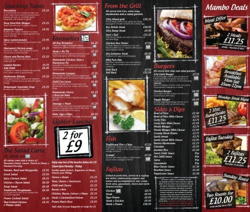 Menu Cafe Mambo