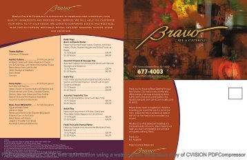 Pre Show Favorites Sit Down Dinner Menu - Bravo Cafe and Catering