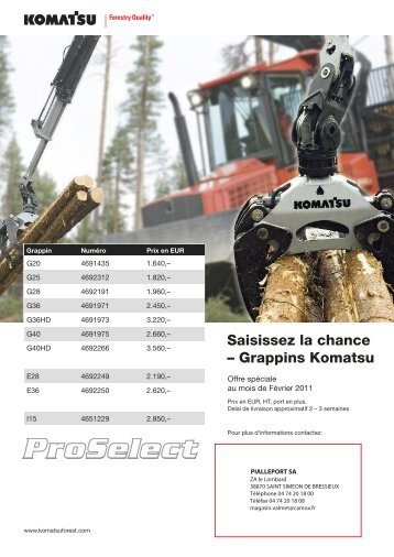 Saisissez la chance – Grappins Komatsu - Camox