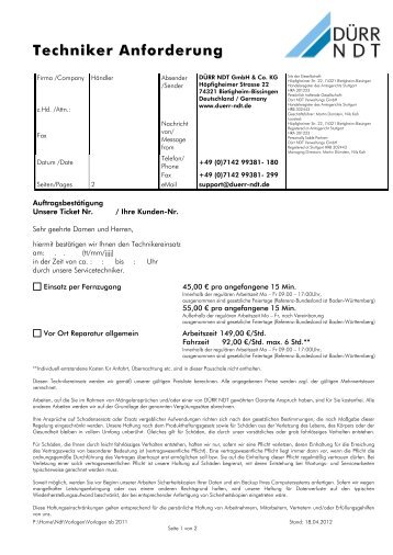 Techniker Anforderung Deutsch, English - DÃƒÂœRR MEDICAL