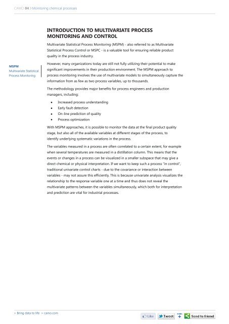 Monitoring chemical processes for early fault detection using ... - Camo