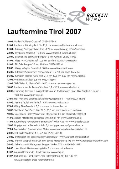 Lauftermine Tirol 2007