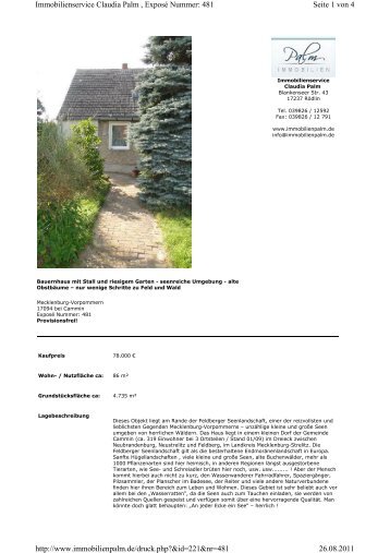 Exposé als PDF - Immobilienservice Claudia Palm