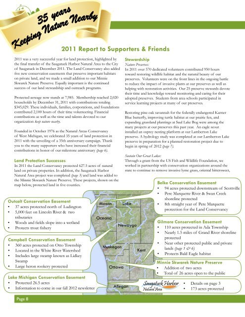 Spring 2012 Newsletter - Land Conservancy of West Michigan