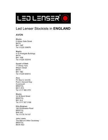 Led Lenser Stockists in ENGLAND - Ledco