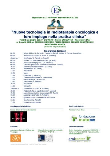 “Nuove tecnologie in radioterapia oncologica e loro ... - emicenter