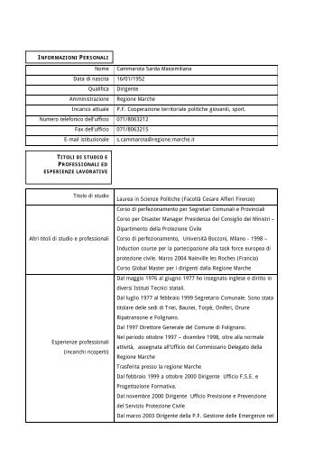 C V Cammarota Sarda Massimiliana - Regione Marche