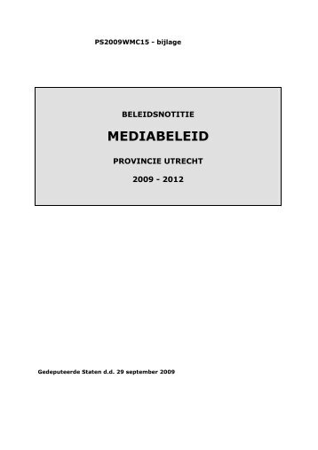 MEDIABELEID - Provincie Utrecht