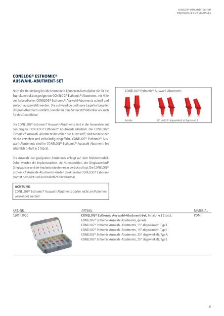 CONELOG® Implantatsystem Prothetische Versorgungen - Camlog