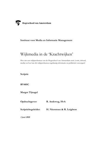 Wijkmedia in de 'Krachtwijken' - Media4ME