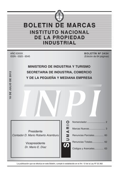 boletin de marcas y patentes - Instituto Nacional de la Propiedad ...