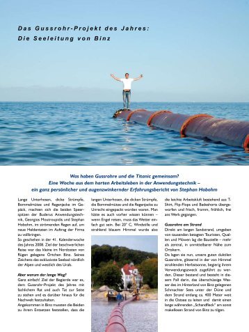 Das Gussrohr-Projekt des Jahres: Die Seeleitung von Binz - Duktus