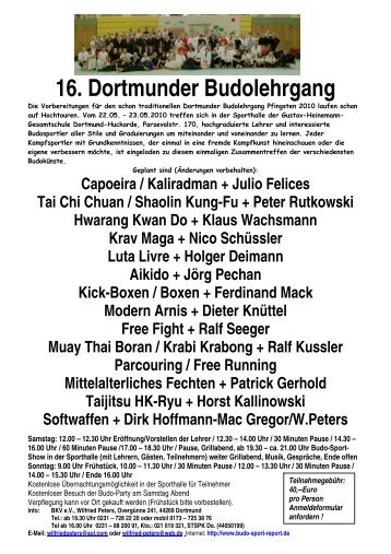 16. Dortmunder Budolehrgang - Budo Sport Report