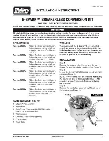 E-SPARK™ BREAKERLESS CONVERSION KIT - Mallory Marine