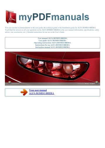 User manual ALFA ROMEO BRERA - MY PDF MANUALS