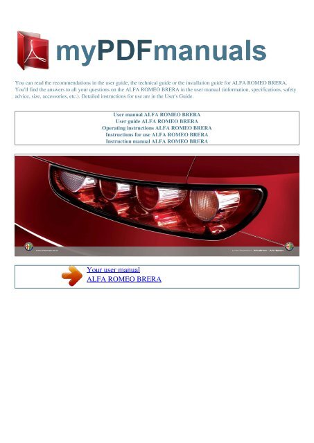 User manual ALFA ROMEO BRERA - MY PDF MANUALS