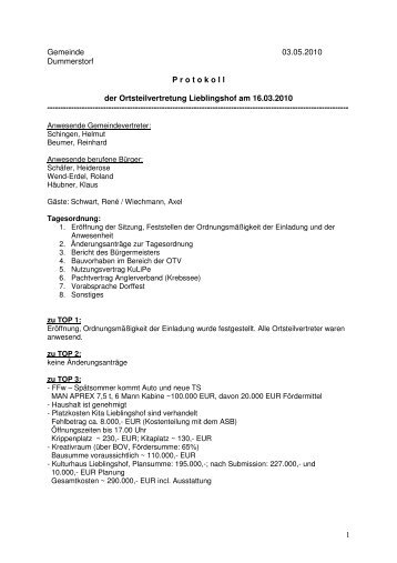 02. Protokoll OV Lieblingshof vom 16.03.10.pdf - Dummerstorf