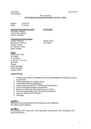 05. Protokoll OV Dummerstorf vom 23.11.2010