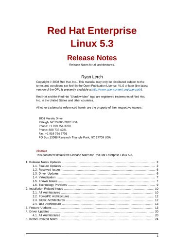 Red Hat Enterprise Linux 5.3 Release Notes - CentOS