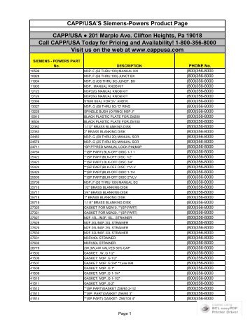 CAPP/USA'S Siemens-Powers Product Page CAPP/USA 201 ...