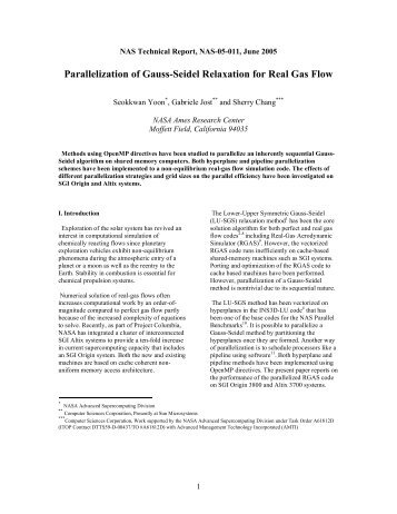 Parallelization of Gauss-Seidel Relaxation for Real ... - NAS - Nasa
