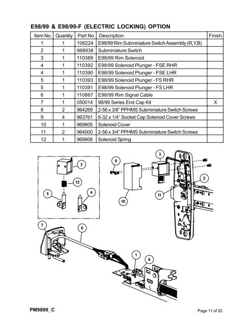 The 98/99 Series Parts Manual - Von Duprin