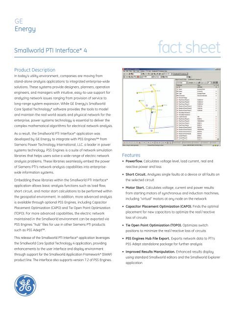 Smallworld PTI Interface* 4 fact sheet - GE Energy