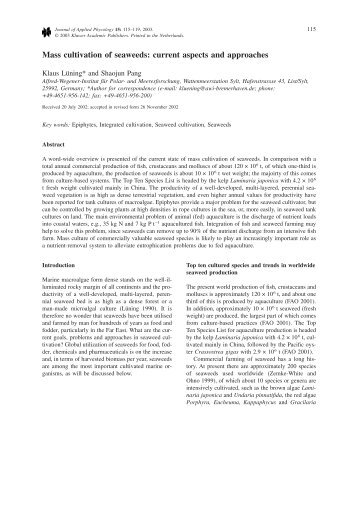 Mass cultivation of seaweeds: current aspects and ... - Algaebase