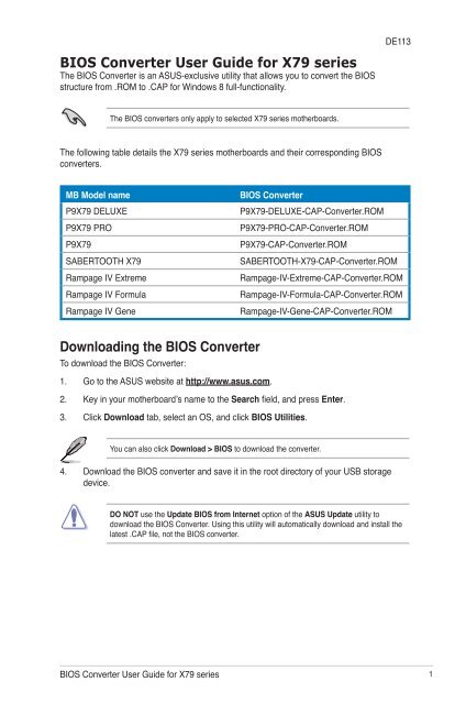 BIOS Converter User Guide for X79 series Downloading the ... - Asus