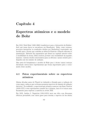 Cap´ıtulo 4 Espectros atômicos e o modelo de Bohr