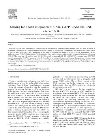 Striving for a total integration of CAD, CAPP, CAM and CNC