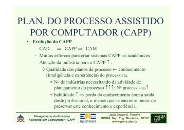 plan. do processo assistido por computador (capp) - GRIMA - Ufsc