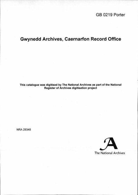 Gwynedd Archives, Caernarvon Record Office - The National Archives