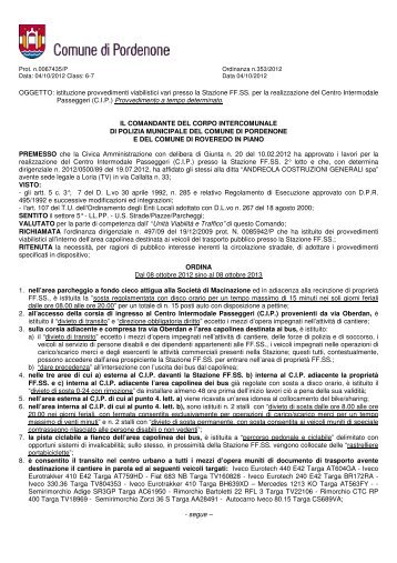 ordinanza dirigenziale (pdf) - Comune di Pordenone