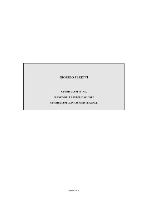 Scarica il C.V. dettagliato in formato pdf - dott. giorgio peretti