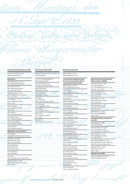 Staatsarchiv Jahresbericht 2010 - Staatsarchiv - Kanton Zürich