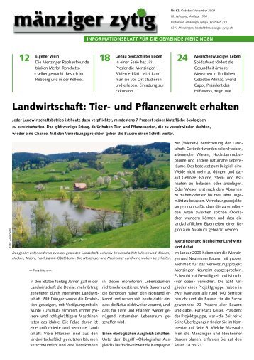 12 Landwirtschaft: Tier- und Pflanzenwelt erhalten 24 - Mänziger Zytig