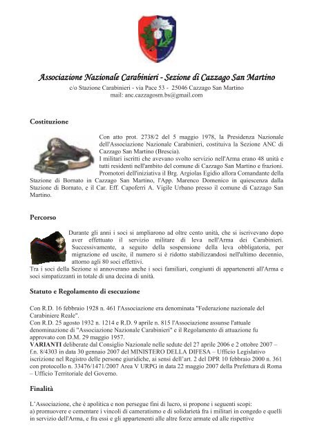 06-Associazione Nazionale Carabinieri.pdf - Comune di Cazzago ...