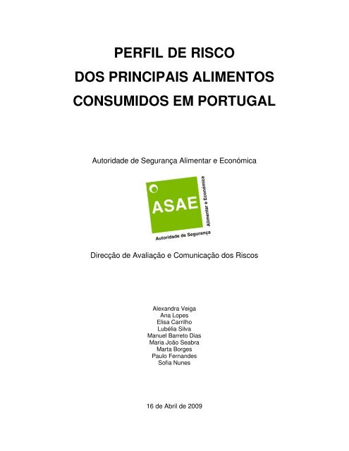 perfil de risco dos principais alimentos consumidos em portugal - fipa