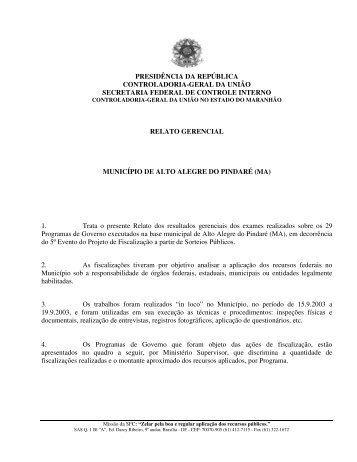 RELATÓRIO DE FISCALIZAÇÃO Nº 14 MUNICÍPIO DE ALTO ...