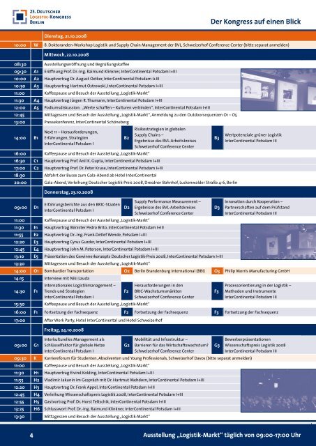 Programm - Deutscher Logistik Kongress 2008 - Verkehrsrundschau