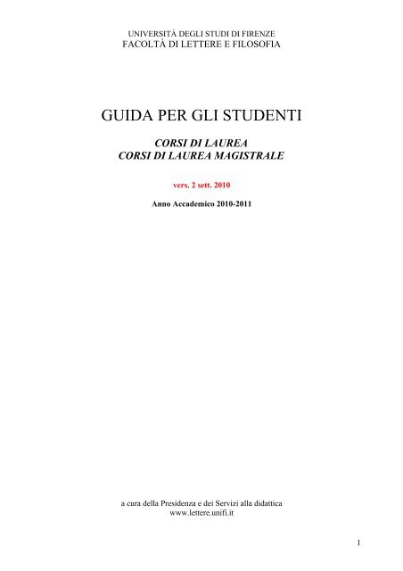 Facoltà di Lettere e Filosofia - Università degli Studi di Firenze