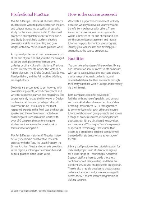 2010 Postgraduate Prospectus - University College Falmouth