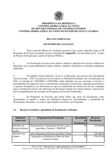 RELATÓRIO DE FISCALIZAÇÃO Nº 044 MUNICÍPIO DE LAGUNA
