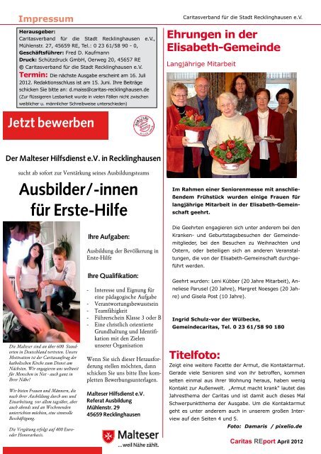 Caritas intern - Caritasverband für die Stadt Recklinghausen eV