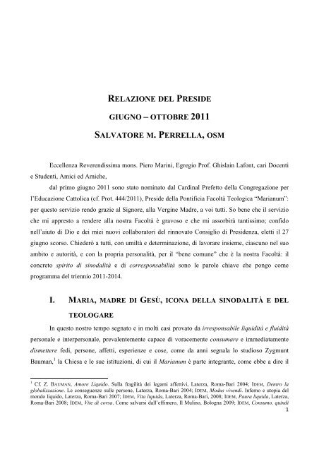 ii. il “marianum” luogo sinodale del pensare - Pontificia Facoltà ...