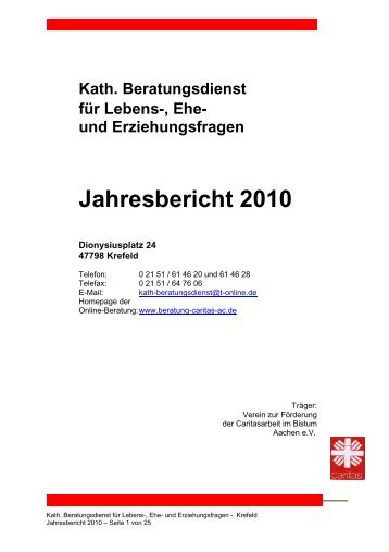 Jahresbericht 2010 - Erziehungsberatung im Bistum Aachen