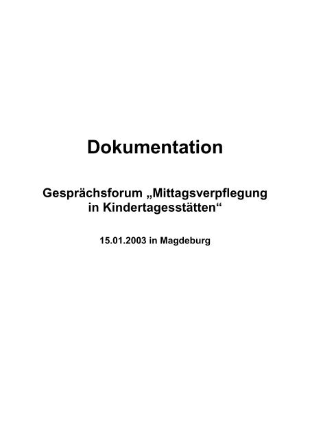 Mittagsverpflegung in Kindertagesstätten - auf der Homepage des ...