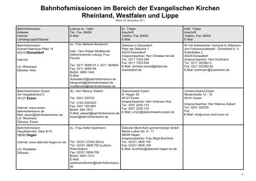 Bahnhofsmissionen im Bereich der Evangelischen Kirchen ...